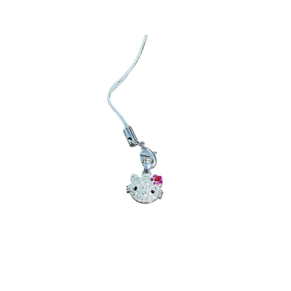 Hello Kitty Anywhere Charm‎ Rhinestone Silver Tone Cell Phone Accessory - Picture 1 of 10